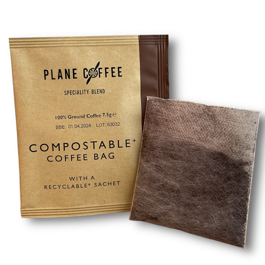 Plane Coffee Speciality Blend kaffeposer. Få fersk kaffe overalt, bare tilsett vann!